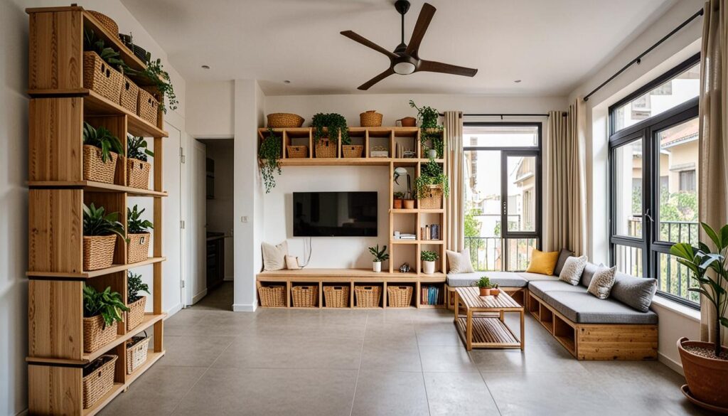 Discover practical tips for maximizing space in small apartments, featuring versatile furniture, smart storage hacks, efficient kitchen organization, and innovative items like storage ottomans and wicker baskets.